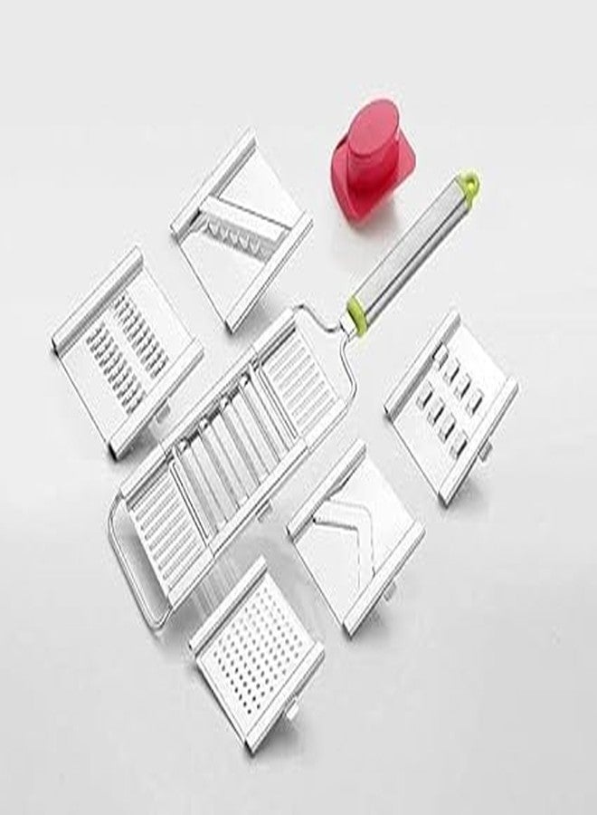 SYPM 6 in 1 Stainless Steel Grater and Slicer/Vegetable Cutter/French Fries Cutter/Potato Chips Cutter (Silver) - Image 3